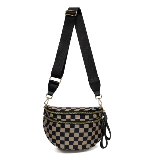 Checkered Nylon Bum Bag