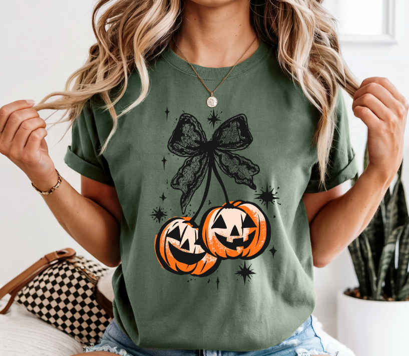 Pumpkin Cherries with Lace Bow