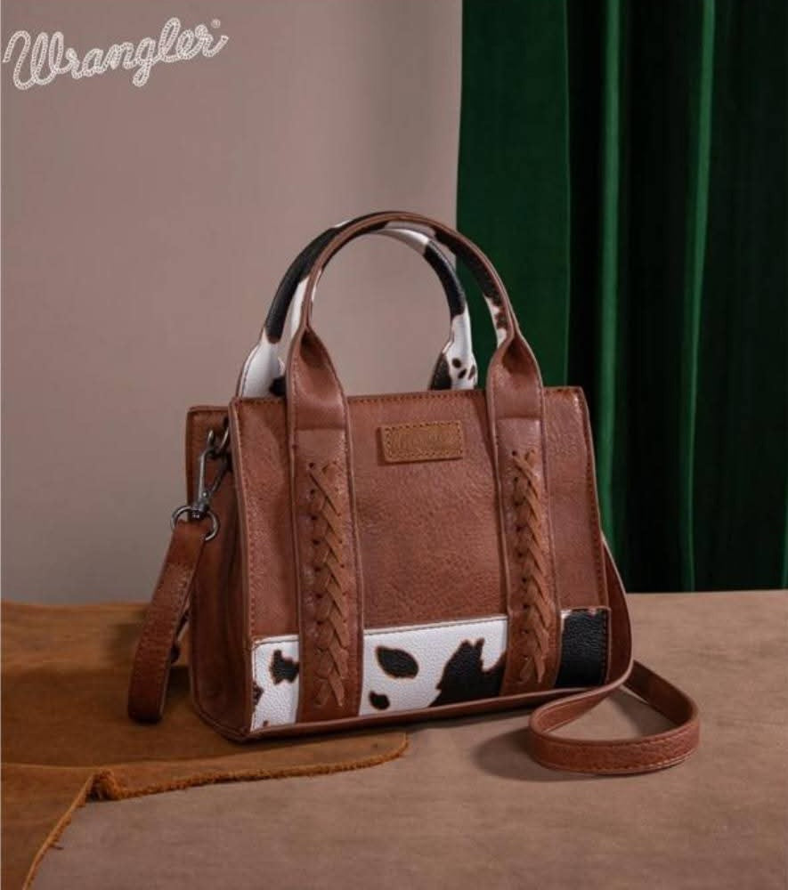 Brown Wrangler Cow Print Mini Crossbody Bag