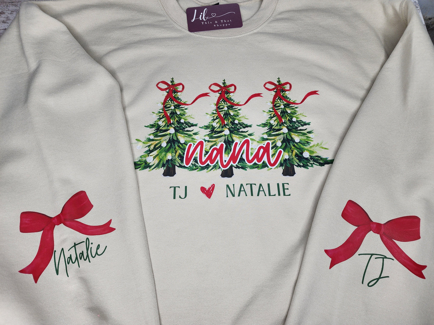 Custom Name Christmas Tree with Bows