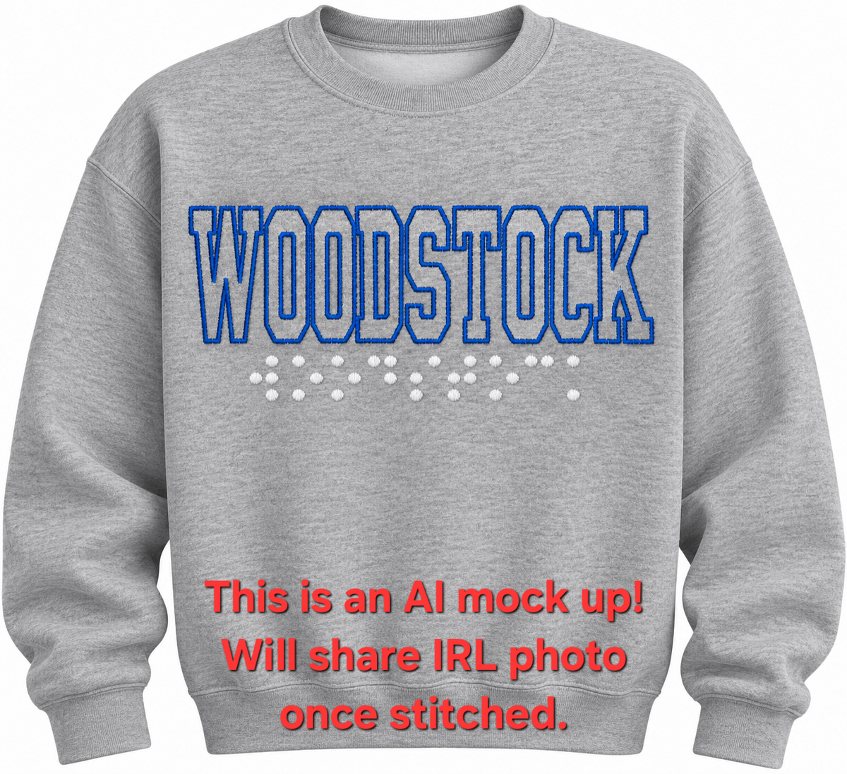 Embroidery: Woodstock Outline Embroidery with Braille