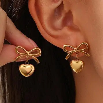 Bow Heart Earrings