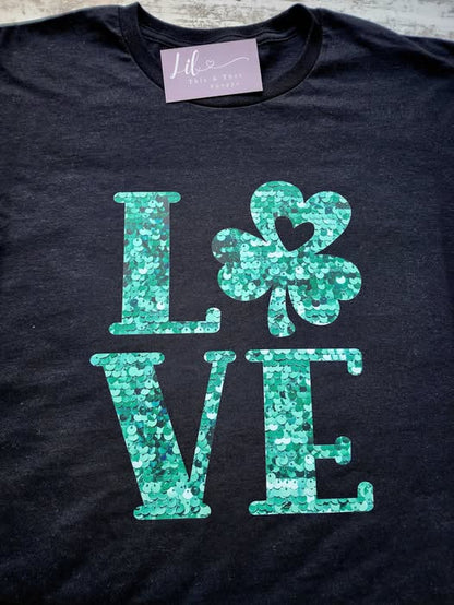 LOVE Shamrock (Faux Sequins)