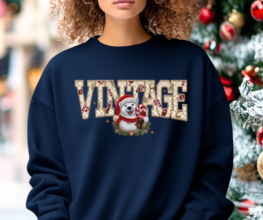 Vintage Polar Bear (Faux Embroidery)