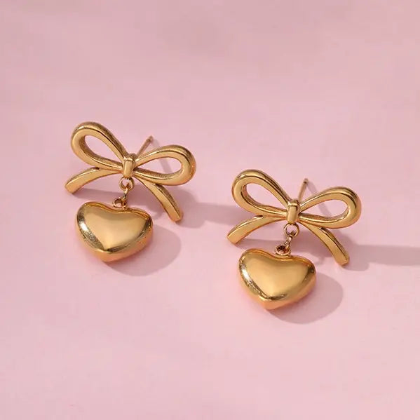 Bow Heart Earrings