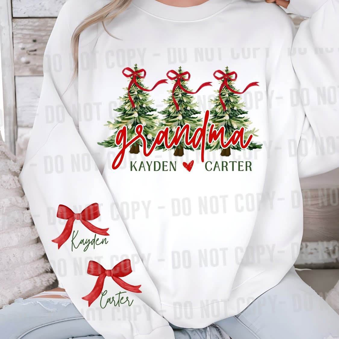 Custom Name Christmas Tree with Bows