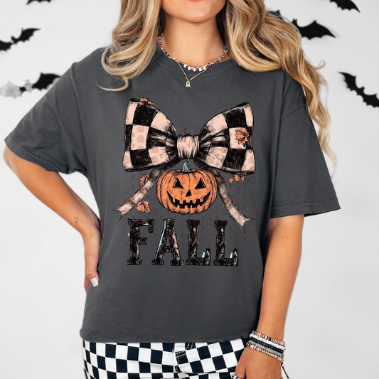 Fall Checkered Bow Pumpkin