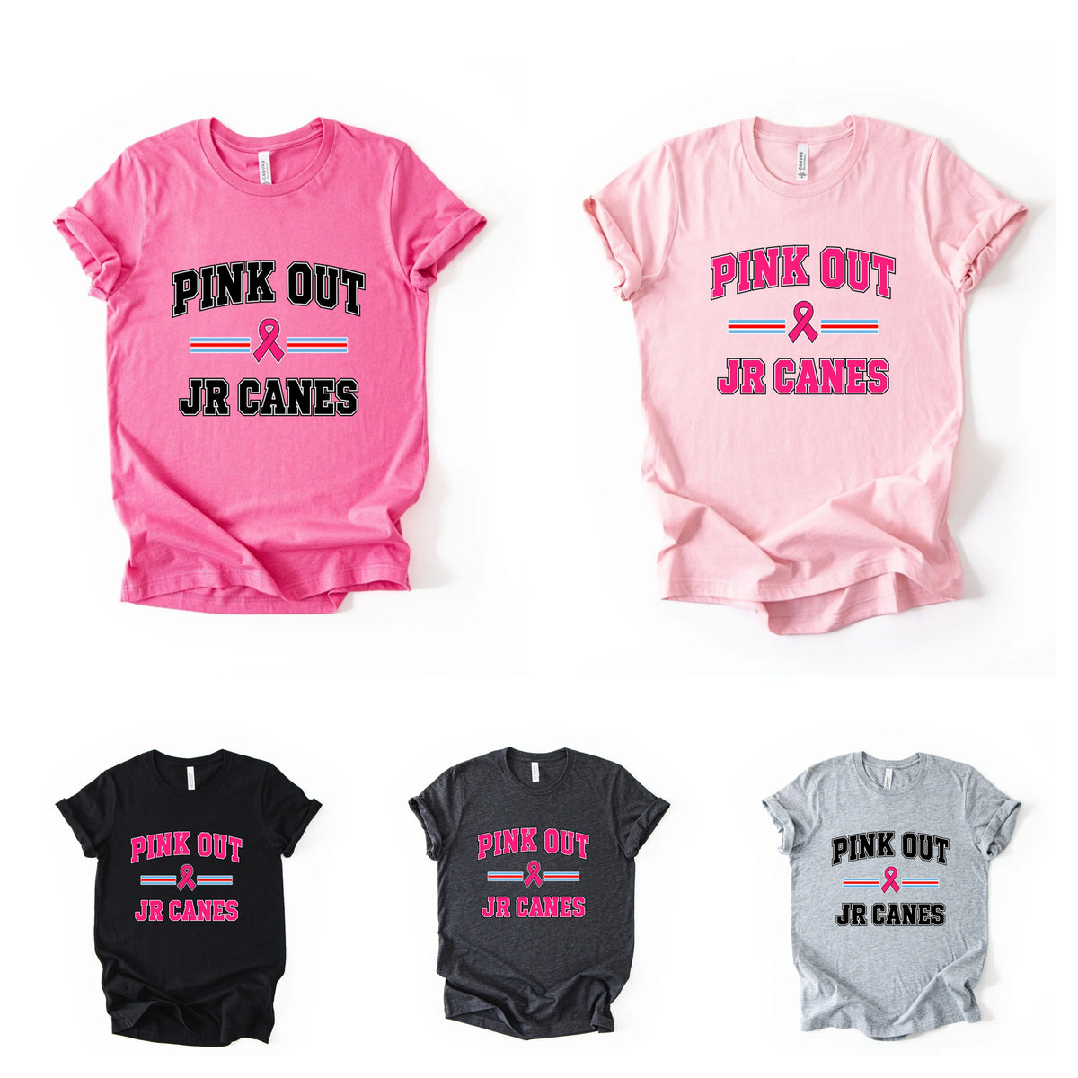 Pink Out Jr Canes - Striped